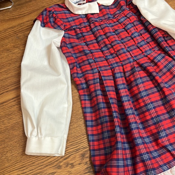 Polyflinders Vintage Baby Collar Classic Dress Girls Size 5 Kids Red Plaid - Picture 4 of 7